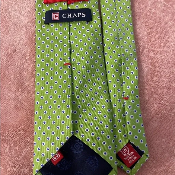 Chaps Green and White Polka Dot Tie - Picture 4 of 6